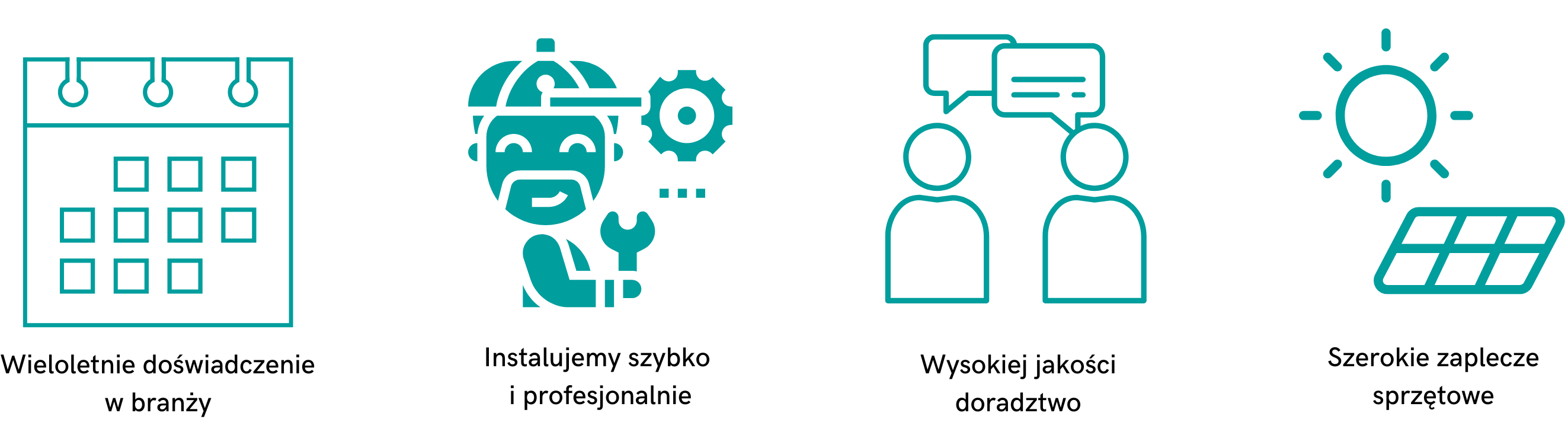 Wieloletnie doświadczenie w branży, Instalujemy szybko i profesjonalnie, Wysokiej jakości doradztwo, Szerokie zaplecze sprzętowe